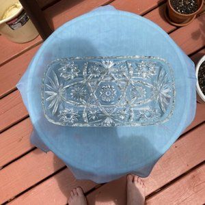 Vintage cut glass rectangular serving dish